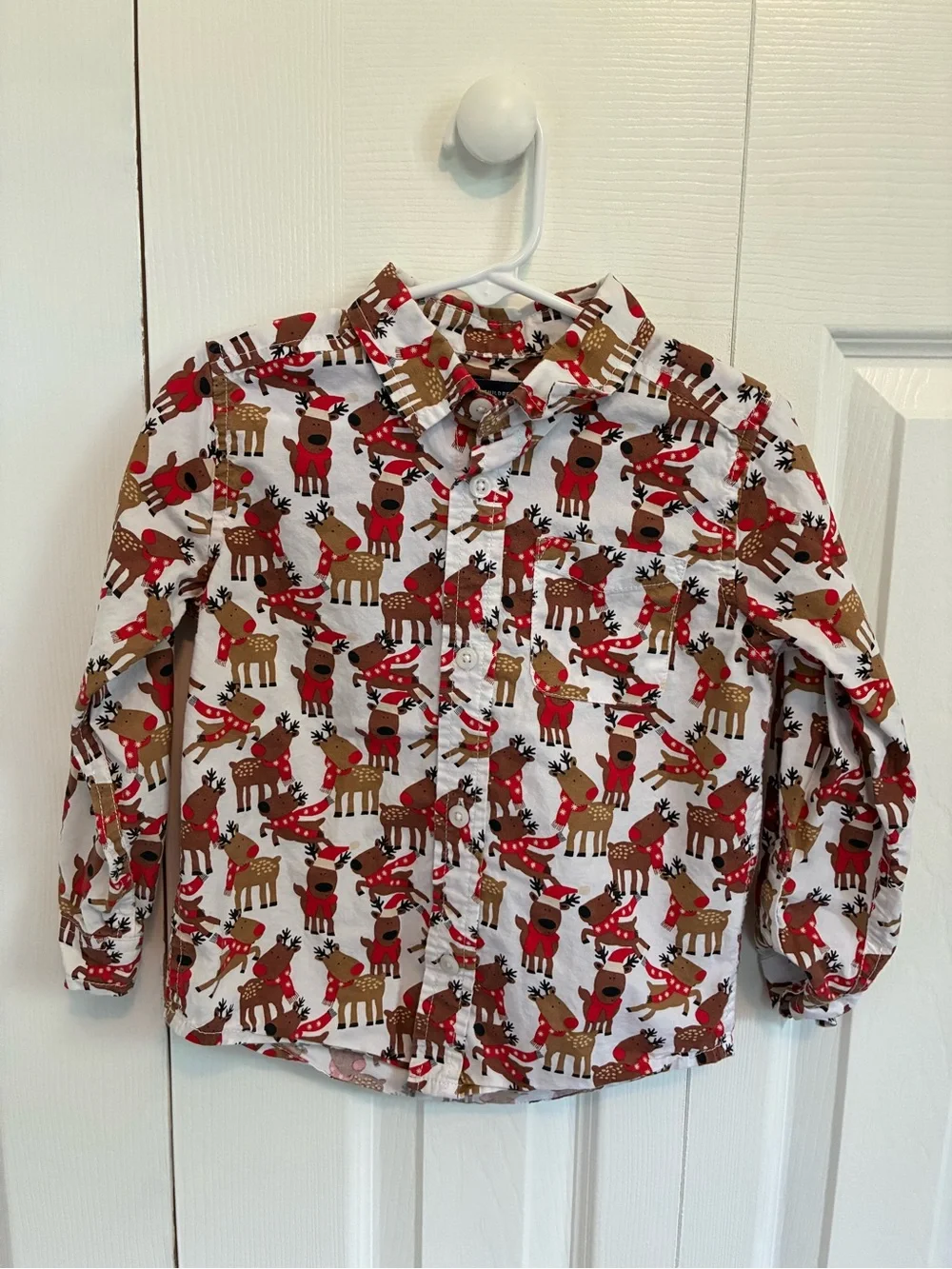 Kids Reindeer Print Button-Up Shirt